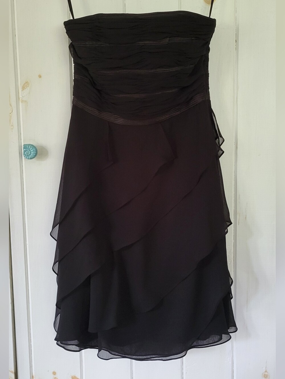 WHBM Black Tiered Strapless Fit & Flare Mini Dress